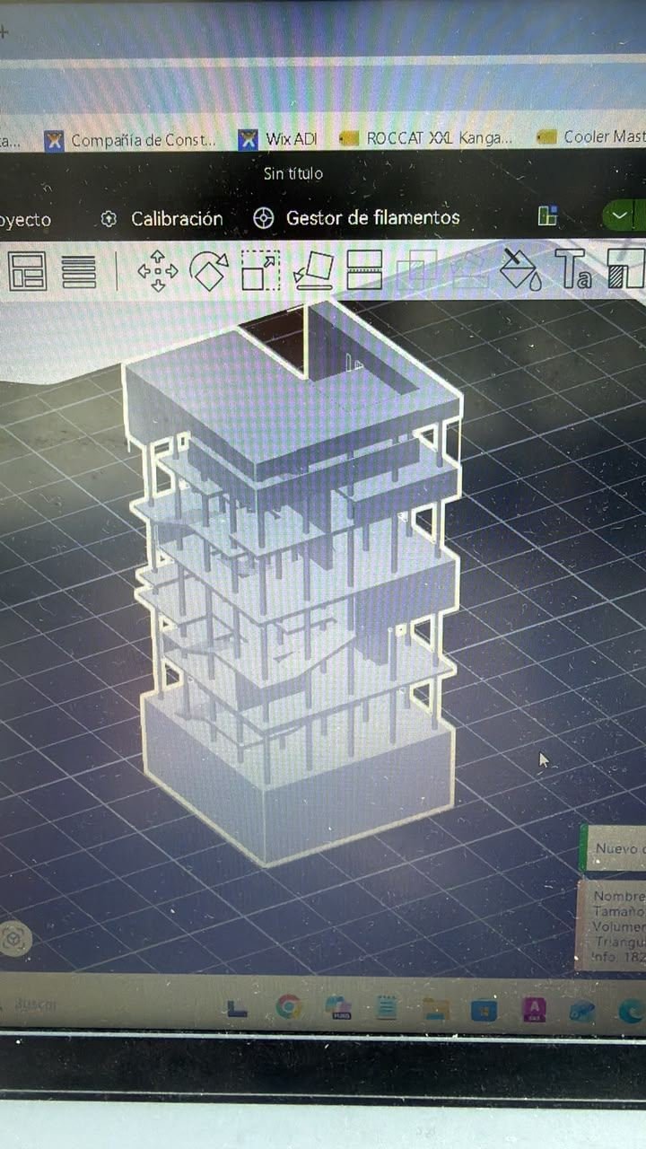 Edificio de varios pisos preparado para imprimir en Bambu Studio